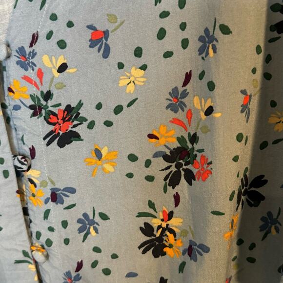 BeachLunchLounge Floral Long Sleeve Button Blouse Size M - Picture 6 of 9